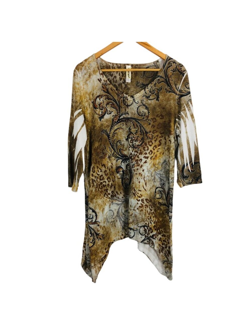Decorated Originals Sharkbite Tunic XL Embellished Studs Abstract Animal Design